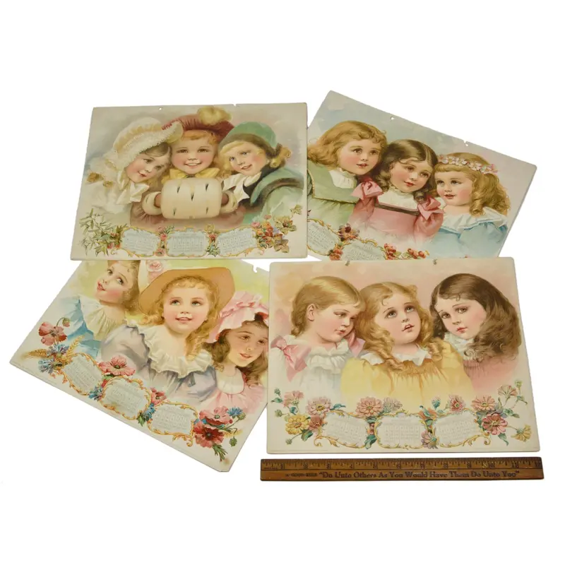 1896 Ketterlinus Calendar – Four-Sheet Complete Year Ephemera From Philadelphia Publisher 1