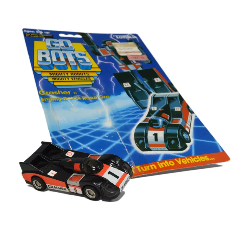 1983 Vintage Tonka Gobots Crasher #21 Enemy Race Car Robot With Original Cardback Packaging 1