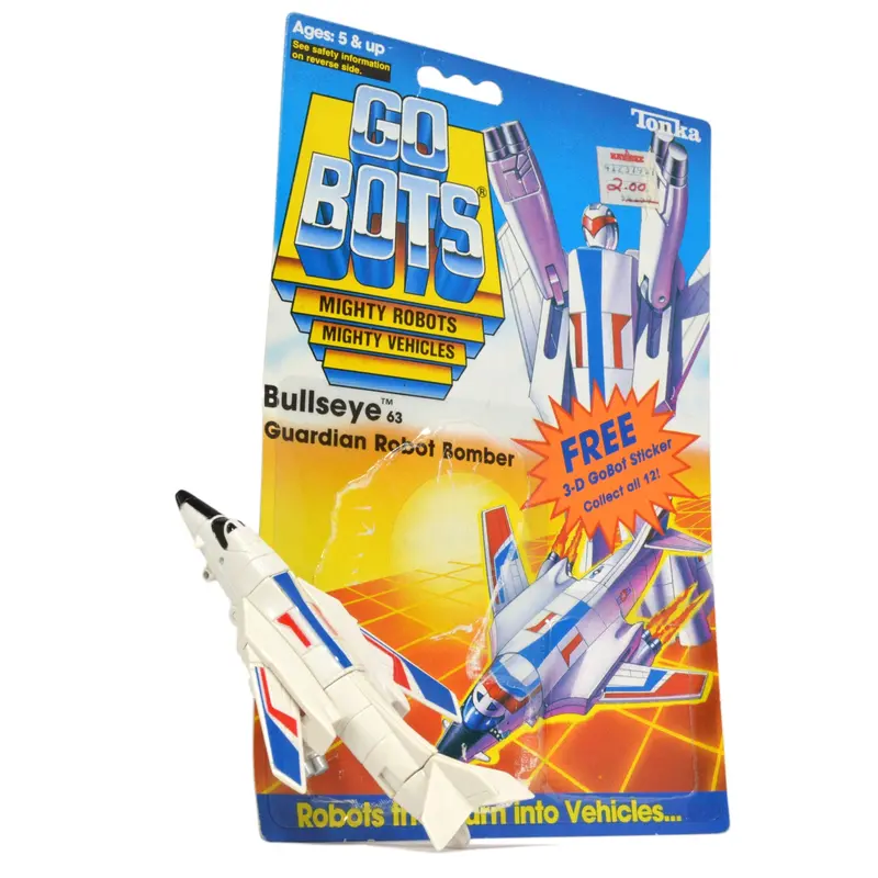 1984 Vintage Tonka Gobots Bullseye #63 Guardian Bomber Jet Robot With Original Cardback Display 1