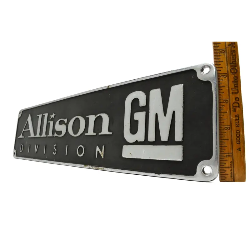 Allison Division Gm Generator Nameplate — Rare Vintage Metal Sign From General Motors 1
