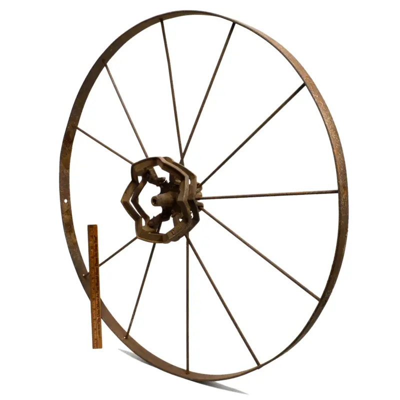 Antique Adjustable Spoke Wheel — 30.25-Inch Diameter, 11-Spoke Design (One Missing) 1
