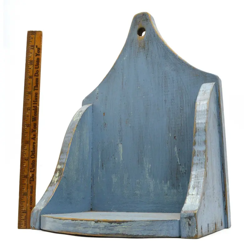 Antique Apothecary Wall Shelf – Rustic Primitive Spice Rack Or Candle Holder In Pale Blue 1