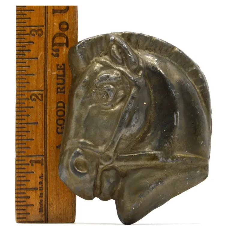 Antique Brass-Bronze Horse-Head Paperweight – 3-Inch Sculptural Desk Ornament Weighing 12.8 Oz 1