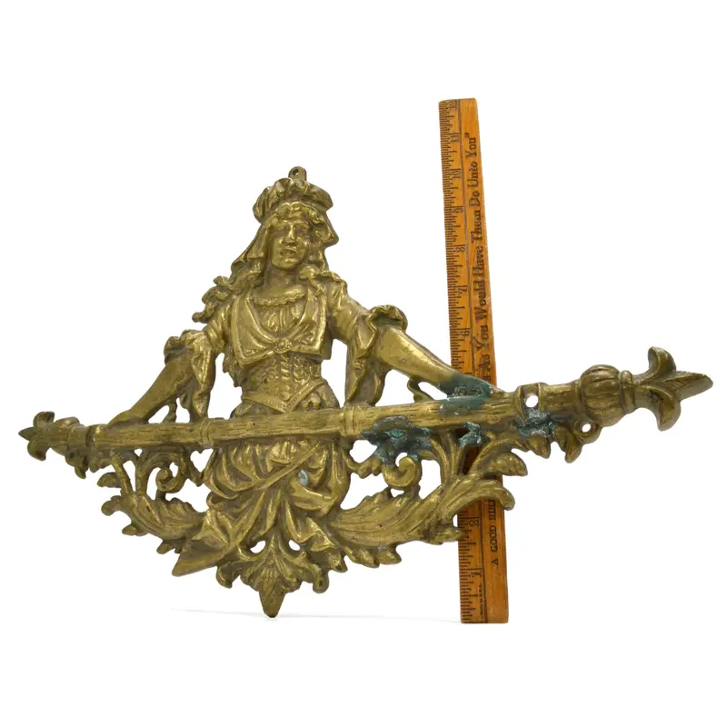 Antique Brass Figural Wall Mount: 18-Inch Woman Sculpture, Salvaged Coat Rack Repurpose Idea 1