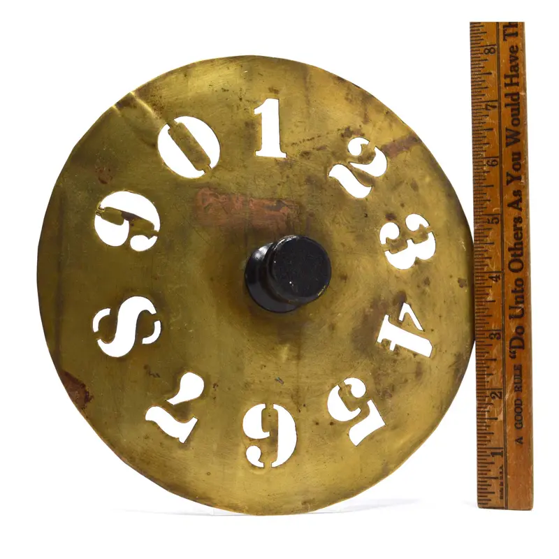 Antique Brass Number Stencil Set With Hardwood Knob – Primitive 7.5" Diameter (0–9) 1