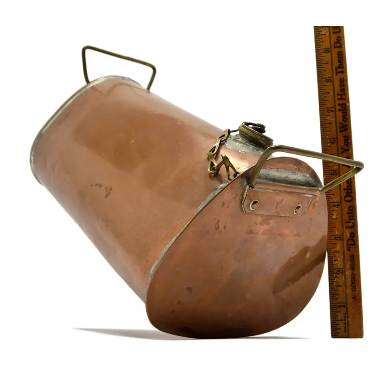Antique Copper-And-Brass Primitive Foot Warmer – Unsigned, Crude Loaf-Shaped Design 1