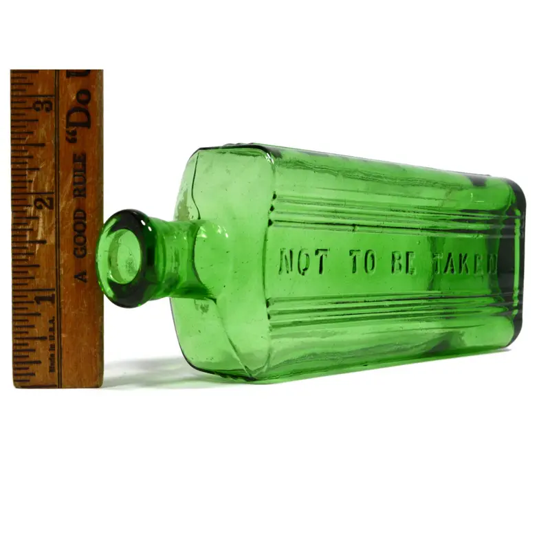 Antique European Emerald Green Poison Bottle – 6.375", Marked "Not To Be Taken" 1