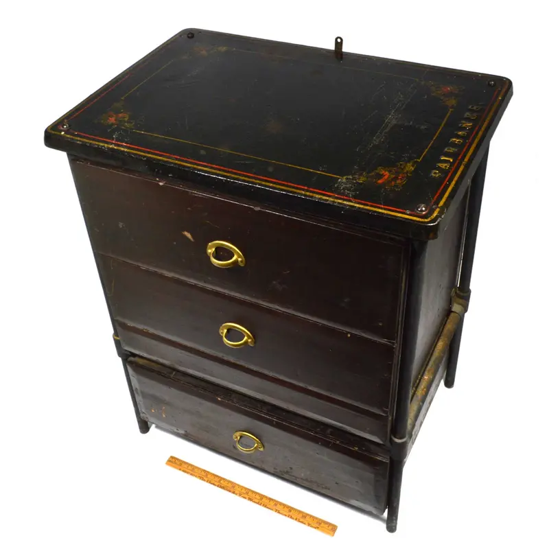 Antique Fairbanks Cast-Iron And Wood Chest Of Drawers – Likely Homemade Dresser Or End Table 1