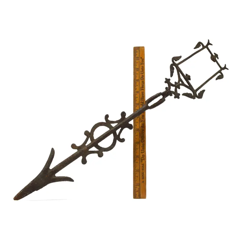 Antique Iron Weathervane Arrow With Lightning Rod Base – Tin Insert Missing 1