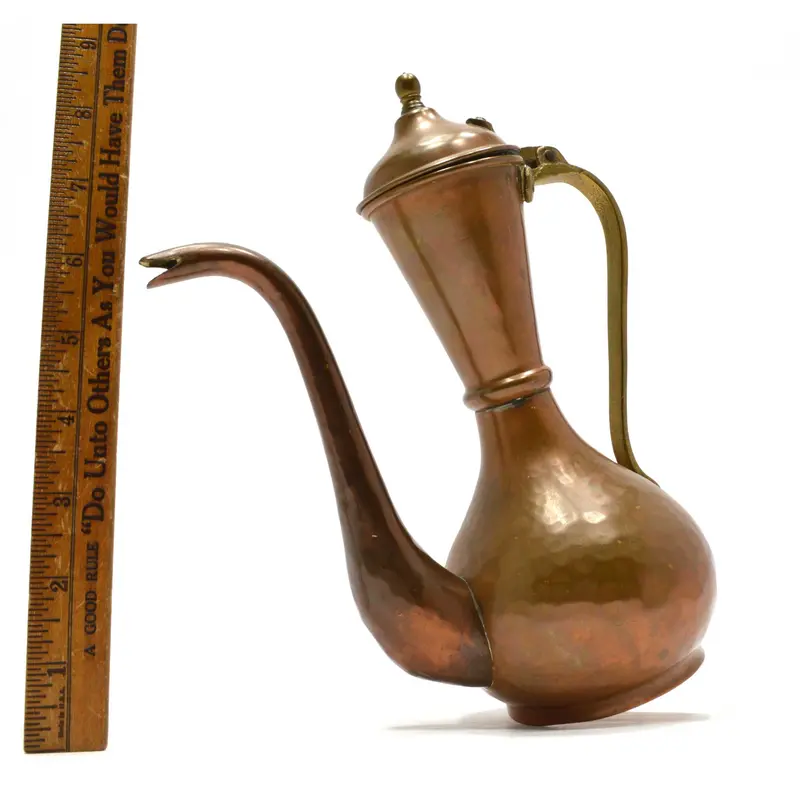 Antique Russian Hallmarked Hammered Copper Lidded Pitcher – Tea Or Water Carafe 1