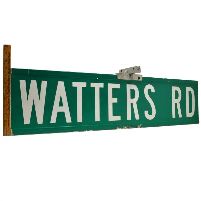 Authentic Vintage Steel Street Sign: 'Watters Rd' – Double-Sided 9" X 36" Road Marker With Mounting Hardware 1
