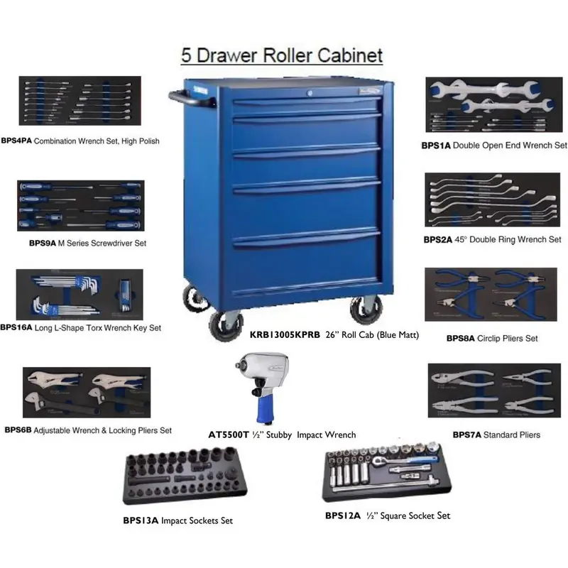 Blue Point Krb13005Kprb Rolling Tool Cabinet With Integrated Hand Tool Kit 1
