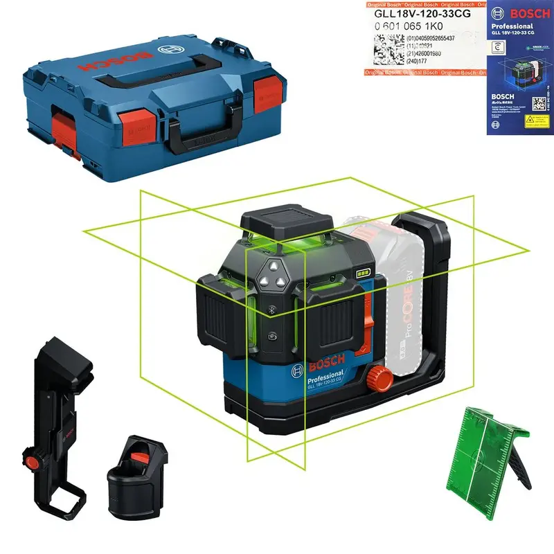 Bosch Gll 18V-120-33 Cg Cross-Line Laser – Bare Tool (12V/18V, 35M Range) 1