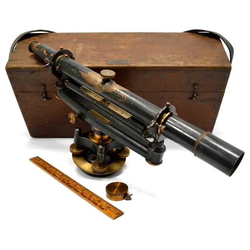 Buff & Buff Co. Engineers’ 18-Inch Wye Level – Circa 1916, Dovetail Storage Box Included 1