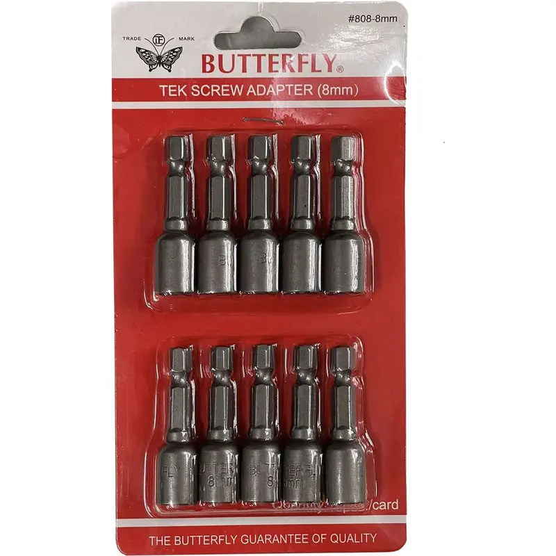 Butterfly #808-8 Magnetic Tek Screw Adapter – 8Mm (Pack Of 10) 1