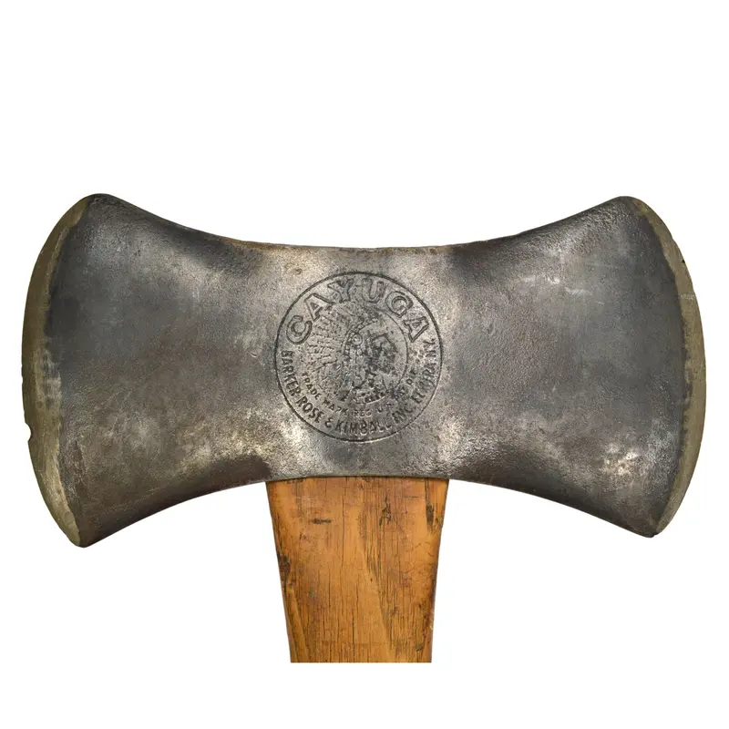 Cayuga Double Bit Axe By Barker, Rose & Kimball — Embossed Peeling Logo 1