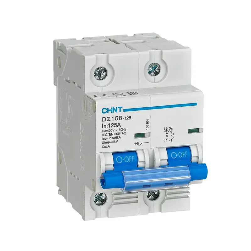 Chint Dz158-125 Main Mcb: 2-Pole 10Ka 400V Ac – 3-Module Surface-Mount Unit 1