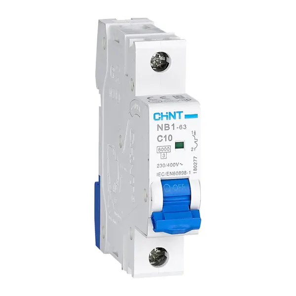 Chint Nb1-63 Series 1-Pole 6Ka Miniature Circuit Breaker With Visual On/Off Indicator – 1-Module 1