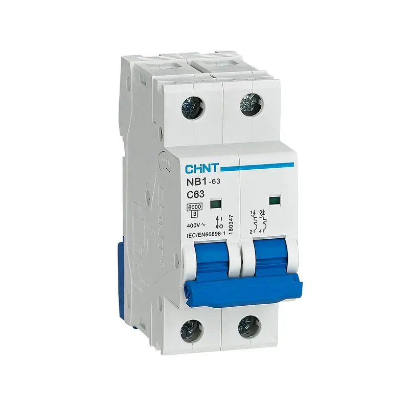 Chint Nb1-63 Series 2-Pole 6Ka Miniature Circuit Breaker With Visual On/Off Indicator – 2-Module 1