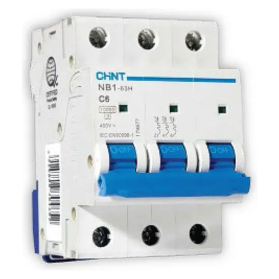 Chint Nb1-63H Series 3-Pole 10Ka Miniature Circuit Breaker With On/Off Indicator – 3-Module 1