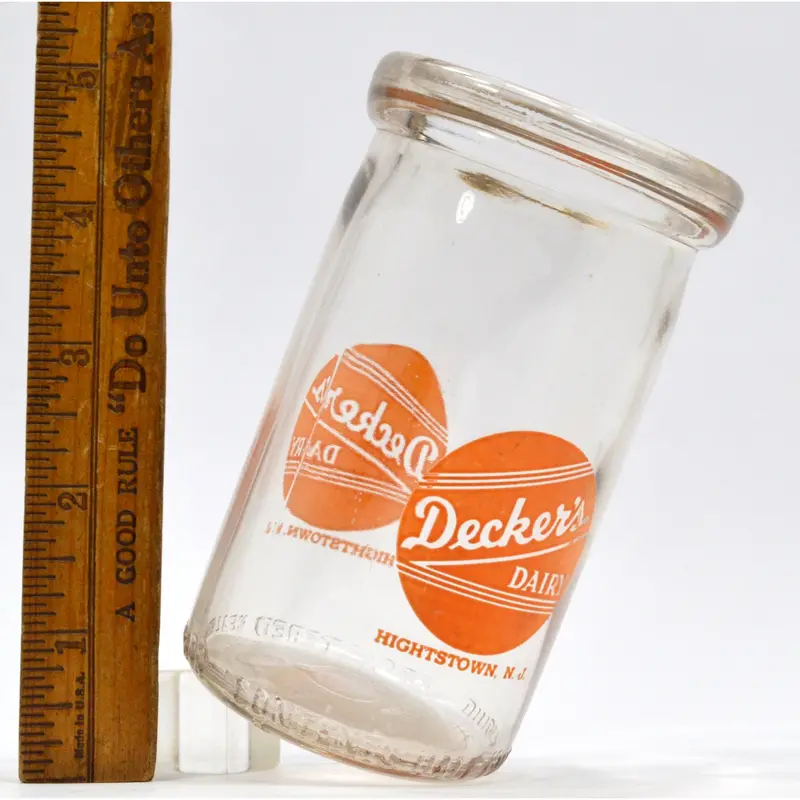 Deckers Dairy Acl Milk Bottle – Half-Pint, Orange Label Variant, Hightstown Nj Origin 1
