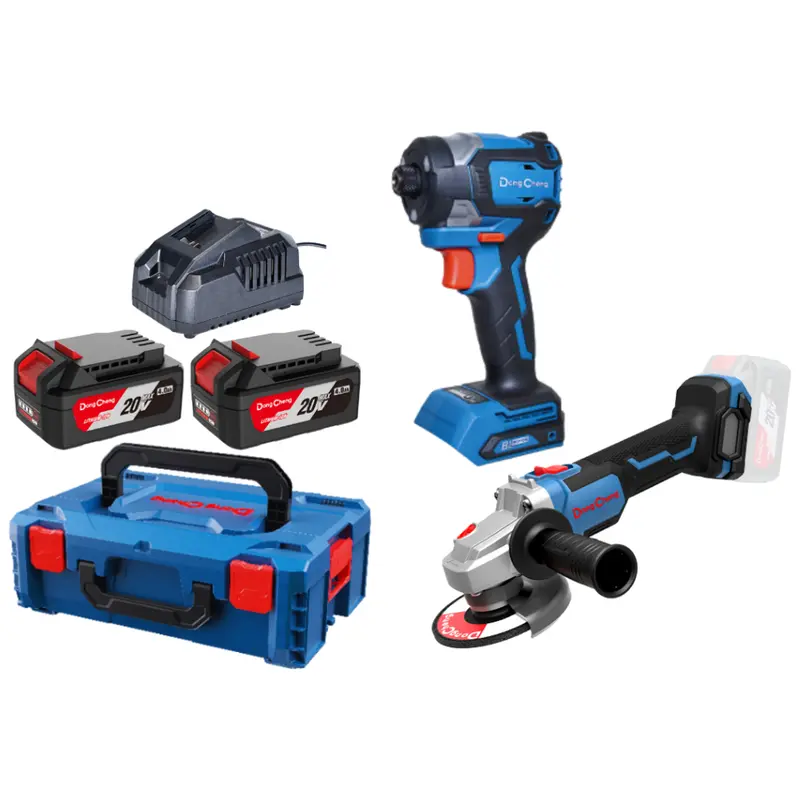 Dong Cheng Dckit27Ek 20V Brushless Combo Kit: Angle Grinder + Impact Drill – 4.0 Ah Battery 1