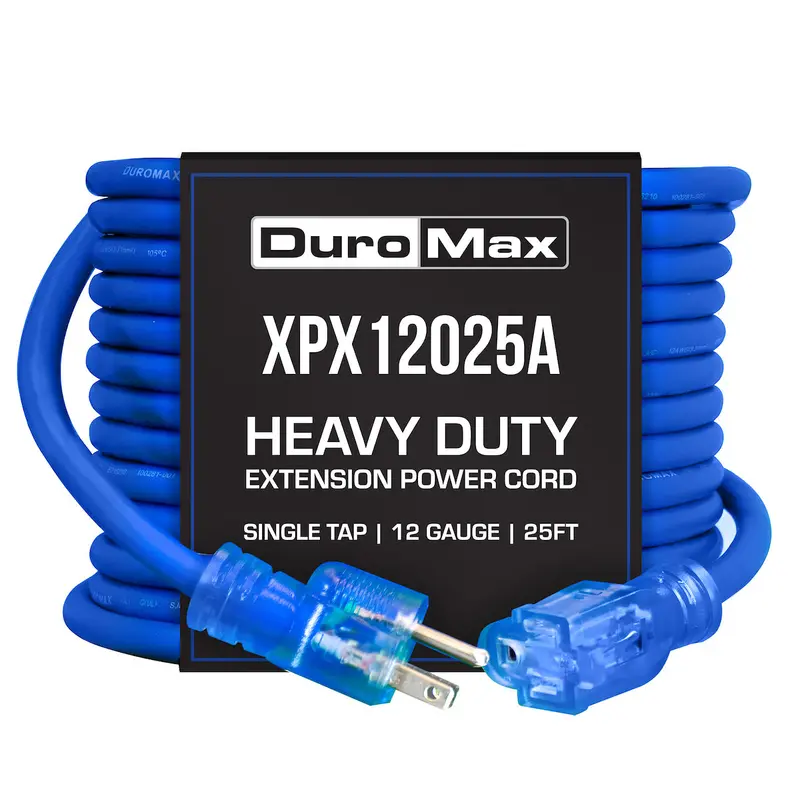 Duromax Xpx12025A 25-Foot 12-Gauge Heavy-Duty Single-Tap Extension Cord — Blue Sjeoow Rated 1