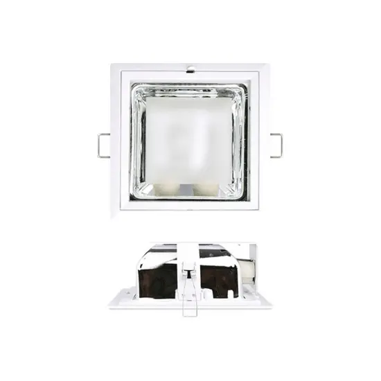 Firefly Square Horizontal Recessed Downlight With Partial Frosted Glass & Decorative Groove 1