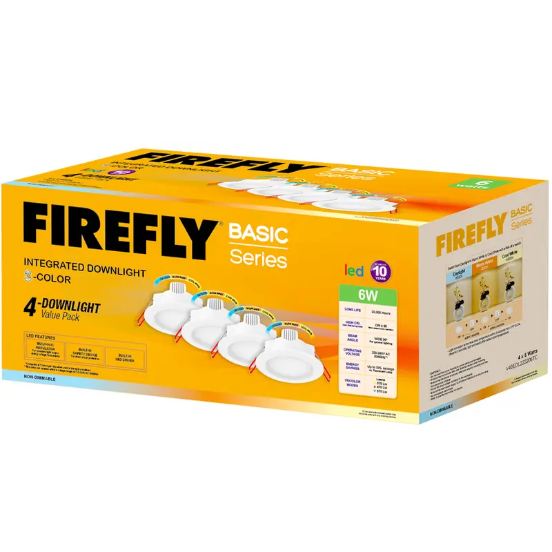 Firefly V40Edl22220 3-Color Integrated Led Downlight – 4-Pack Value Set 1