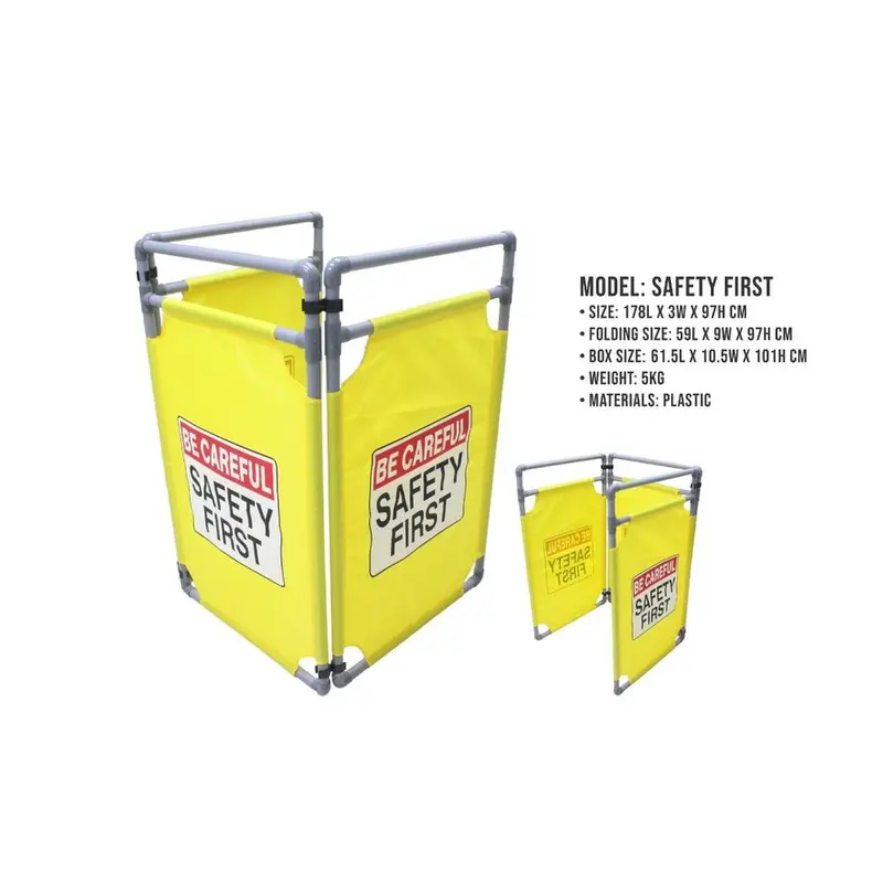 First Foldable Fabric Safety Barrier – 'Safety First' Warning 1