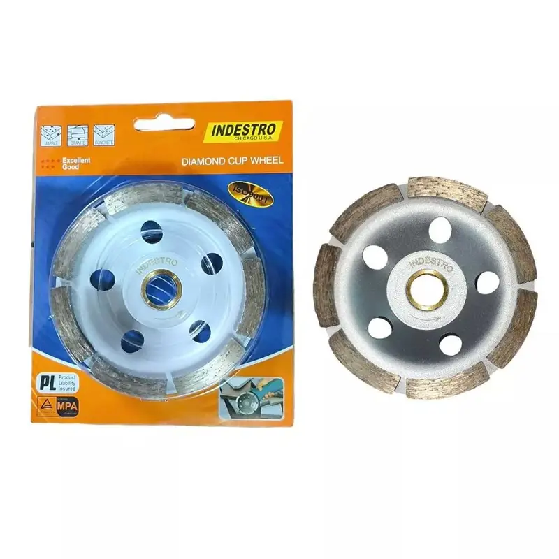 Indestro Cw-9001 4" Diamond Cup Wheel With 5/8" Arbor For Angle Grinders 1