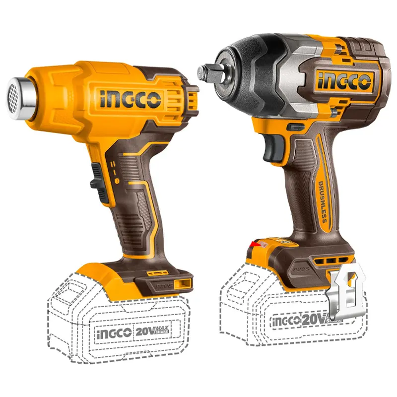 Ingco 20V Cordless Impact Wrench & Heat Gun Dual-Tool Kit 1