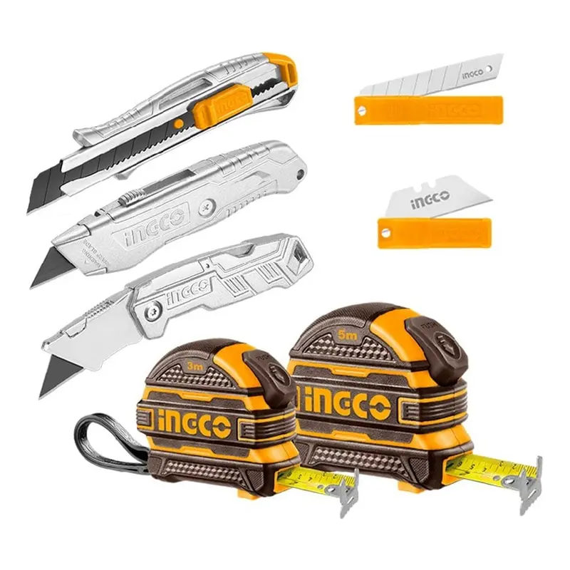 Ingco Hmk23036 Measuring Tape And Utility Knife Combo Set 1