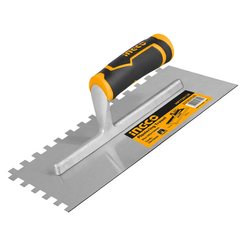 Ingco Hptt28138 Toothed Plastering Trowel – 280 X 130Mm Stainless Blade 1