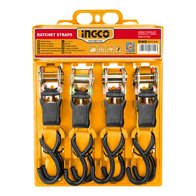 Ingco Hrsp065607 0.65-Ton Ratchet Strap With S-Hooks – 6-Meter Length 1