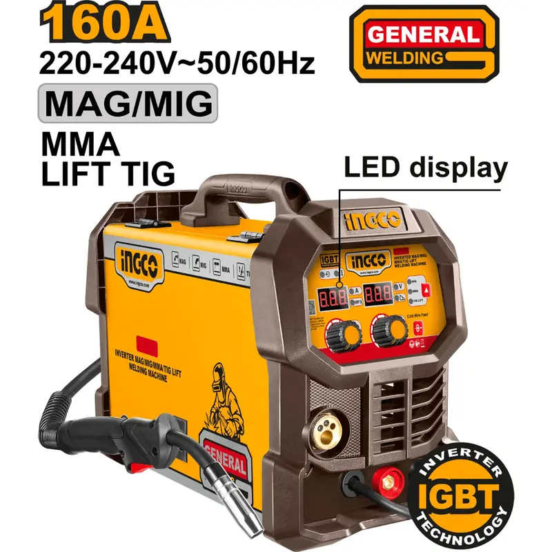Ingco Ing-Mgt16058 Multi-Process Inverter Welder (Mig/Mag/Tig/Mma With Lift Arc) 1