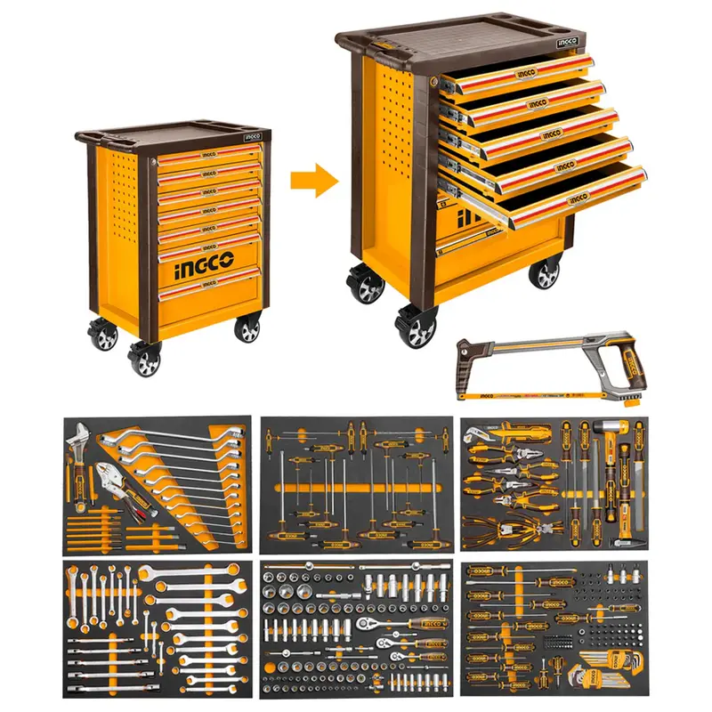 Ingco Rolling Tool Cabinet – 328-Piece Hand Tool Set Included 1