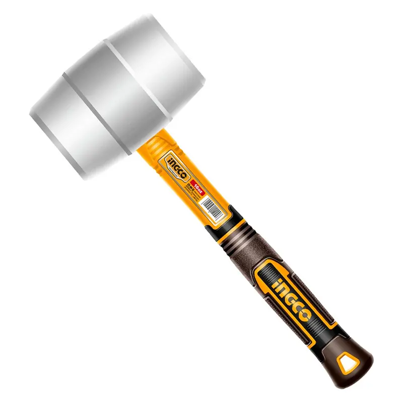 Ingco Soft-Impact Rubber Mallet – Fiberglass Handle, Low-Rebound Design 1
