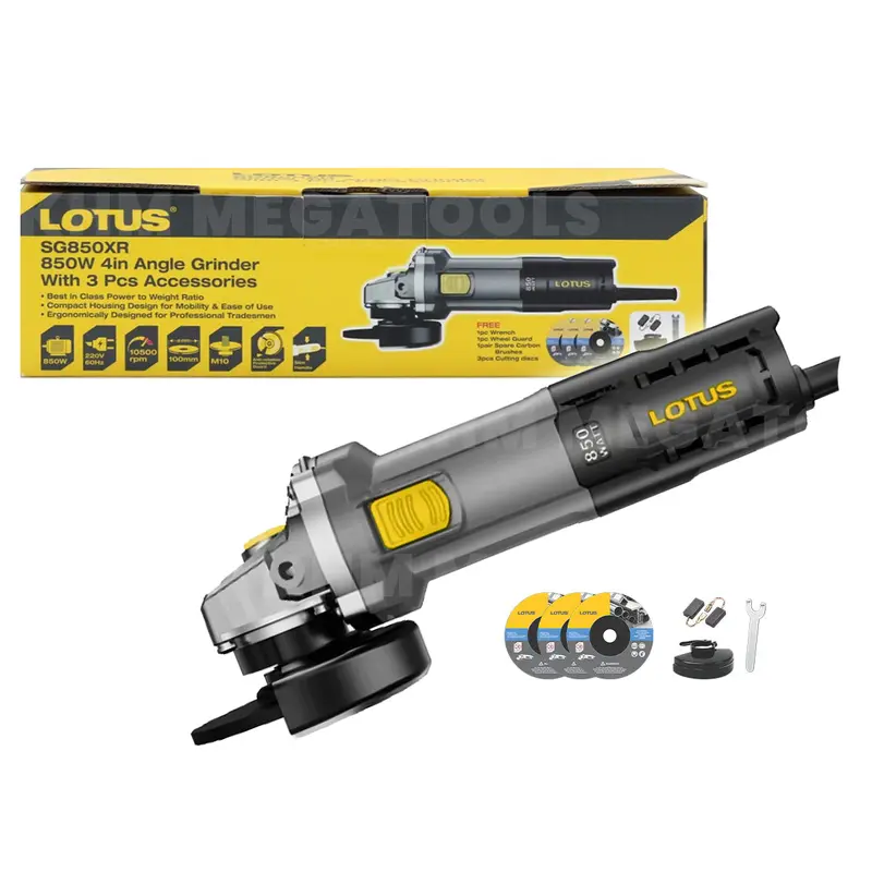 Lotus Sg850Xr 4-Inch Angle Grinder With 3-Piece Accessory Kit (850W) 1