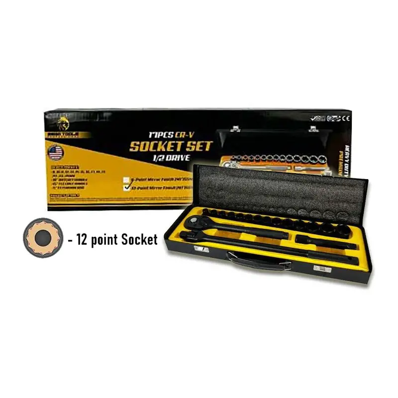 Megatools 17-Piece 1/2" Drive Matte Black 12-Point Socket Wrench Set (M17Ssmb12) 1
