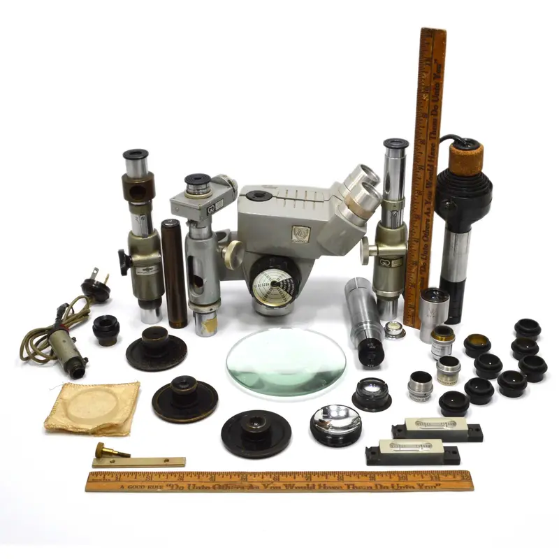 Microscope Repair Lot — 31 Vintage Parts From Gaertner, Beck, Bausch & Lomb 1