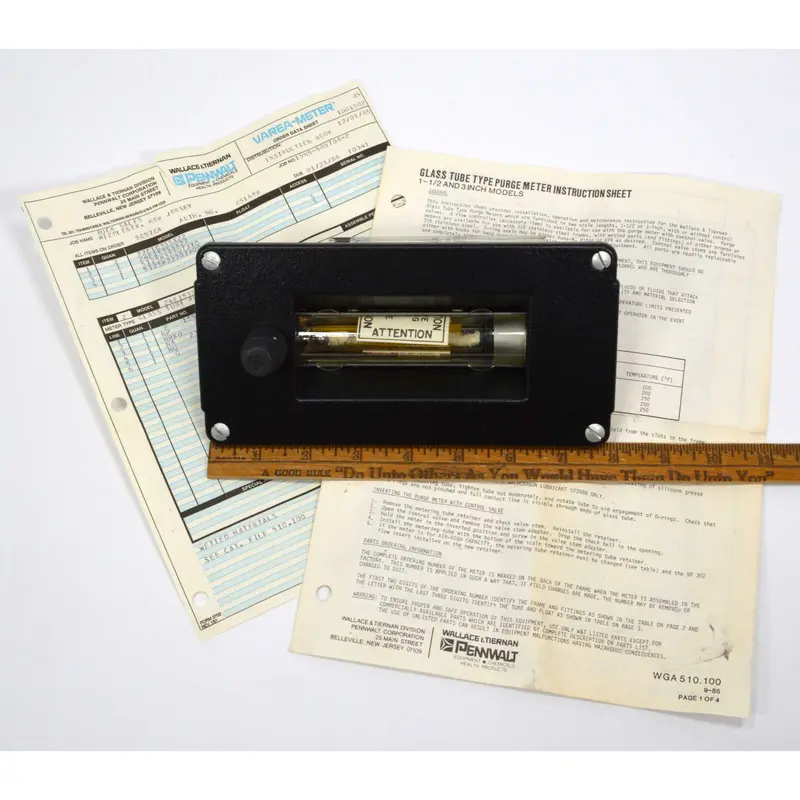 New 3-Inch Tube-Type Purge Meter With Integrated Control Valve By Wallace-Tiernan 1