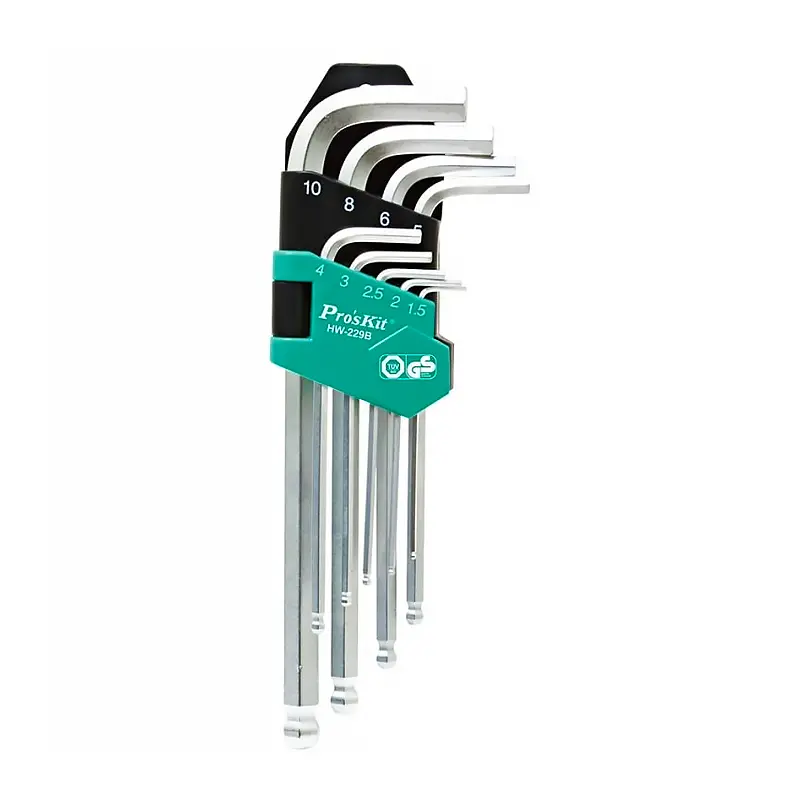 Pro'Skit Hw-129 9-Piece Ball-End Long-Arm Hex Key Set 1
