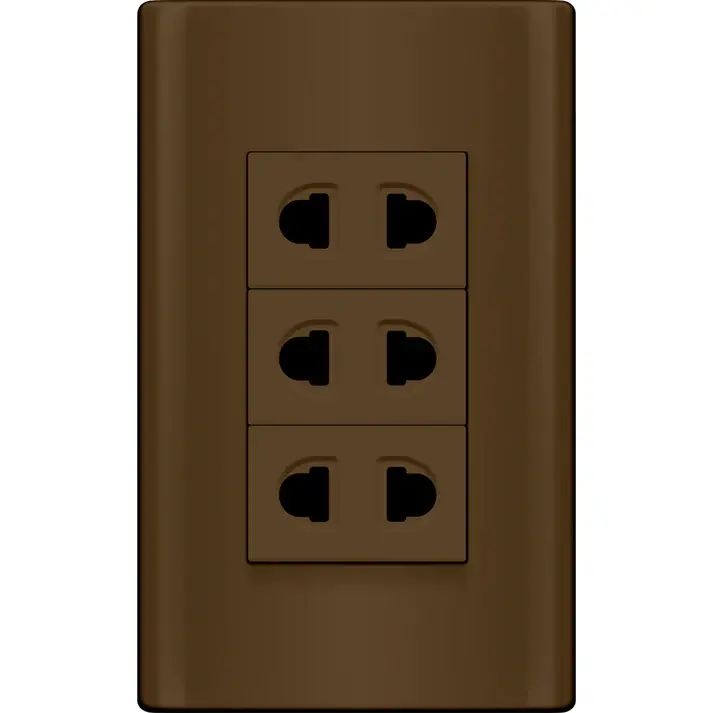 Royu Plano Dark Wood 3-Gang 15A Universal Outlet Set (Mds115/Dw) 1