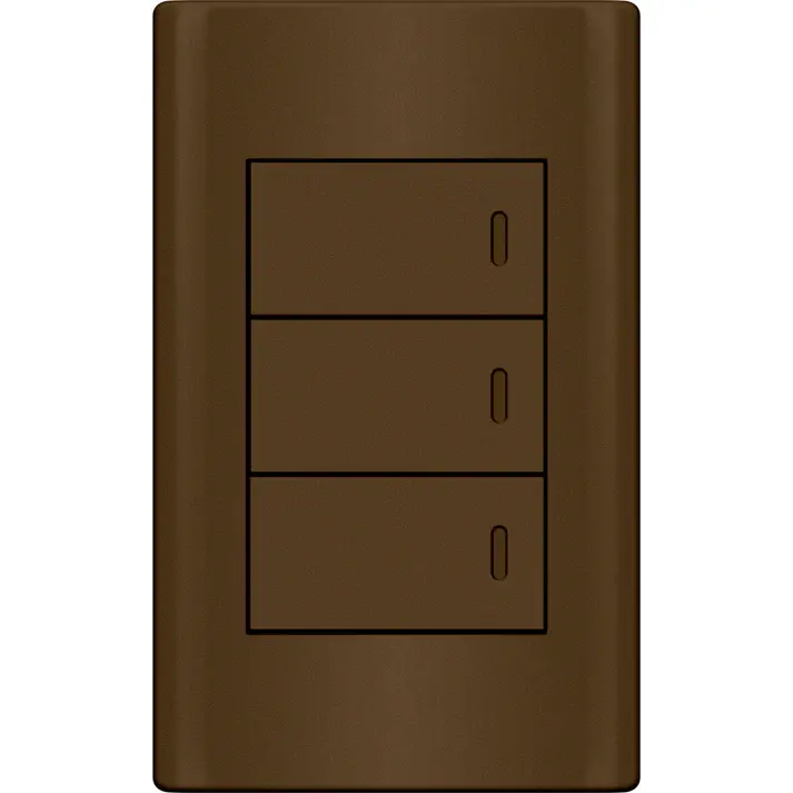 Royu Plano Dark Wood 3-Gang 3-Way 16A Switch Set (Md506/Dw) 1