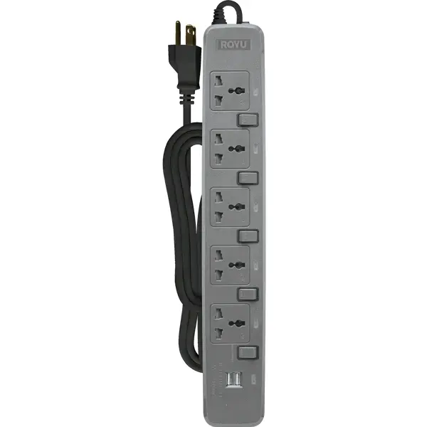 Royu Redec725 5-Outlet Power Strip With Per-Outlet Switches And Dual Usb Charging 2