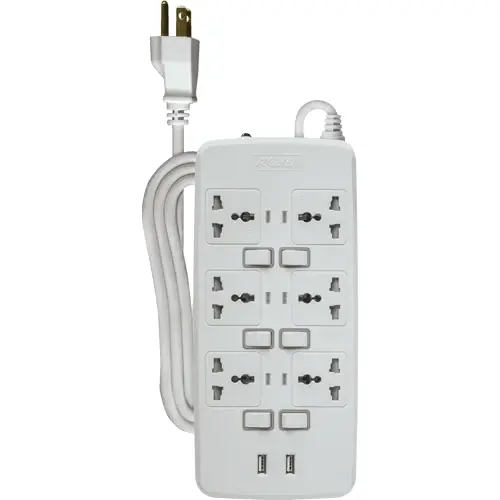 Royu Redec726 6-Outlet Power Strip With Independent Switches And Dual Usb Ports 1