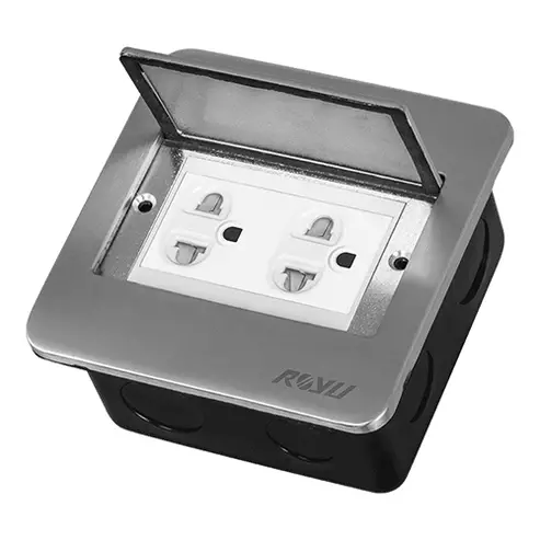 Royu Rwf52 Wide Square Floor Receptacle – Duplex Universal Outlet With Ground & Safety Shutters 1