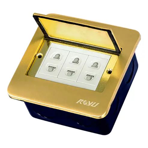Royu Rwf61 Wide Square Floor Box – 3-Gang Universal Power Outlet, 15A 1
