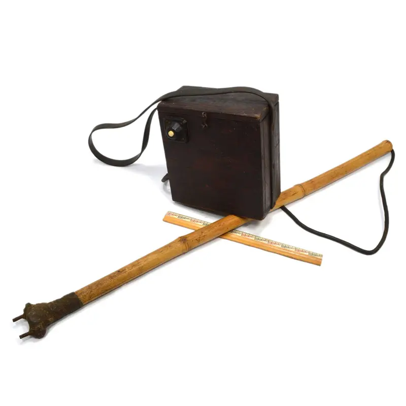 Rustic Homemade Livestock Prod — Early Electric Cattle Shocker With Primitive Build 1